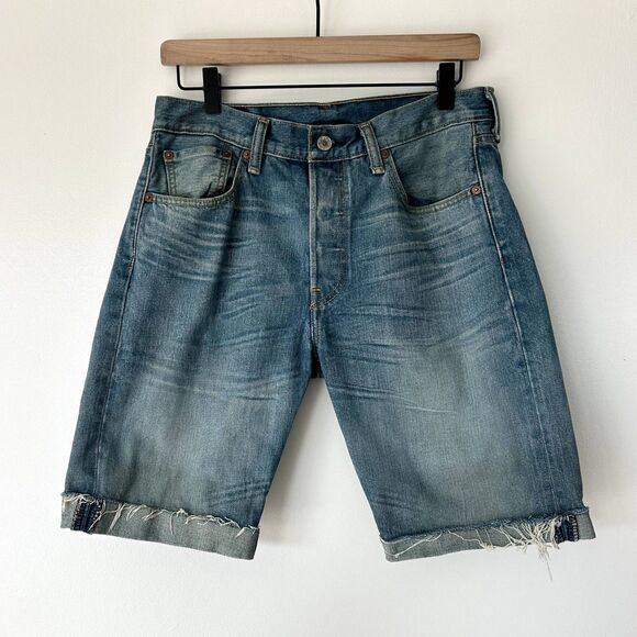 Levi’s Original 501 Button-Fly Cutoff Jean Shorts Distressed W30 Modern Vintage - Picture 2 of 5